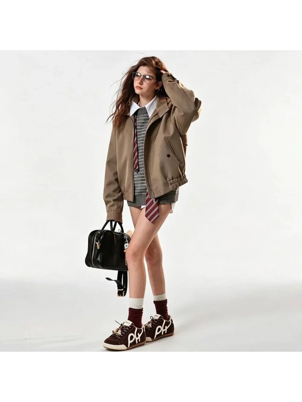 Women's Coffee Brown Leather Lightweight ﻿Retro Gum Sole Walking Fashion Sneaker